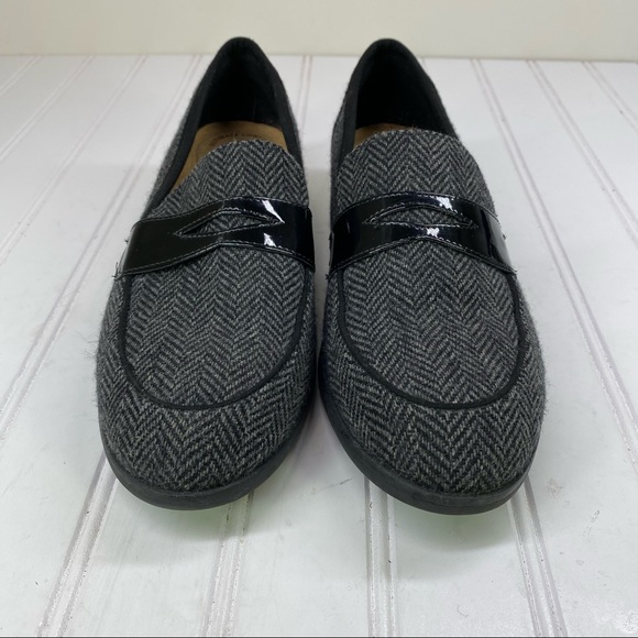 Clarks Trish Rose Gray herringbone loafers - Picture 2 of 9